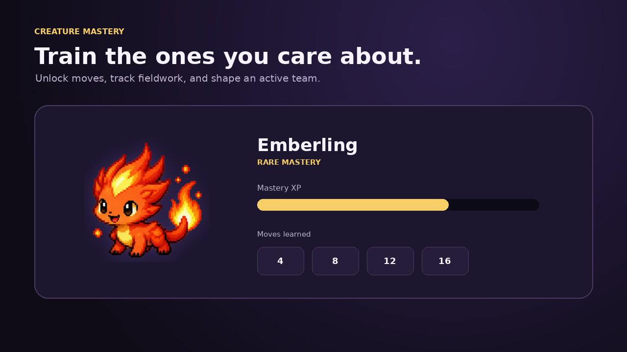 Creature Mastery screen