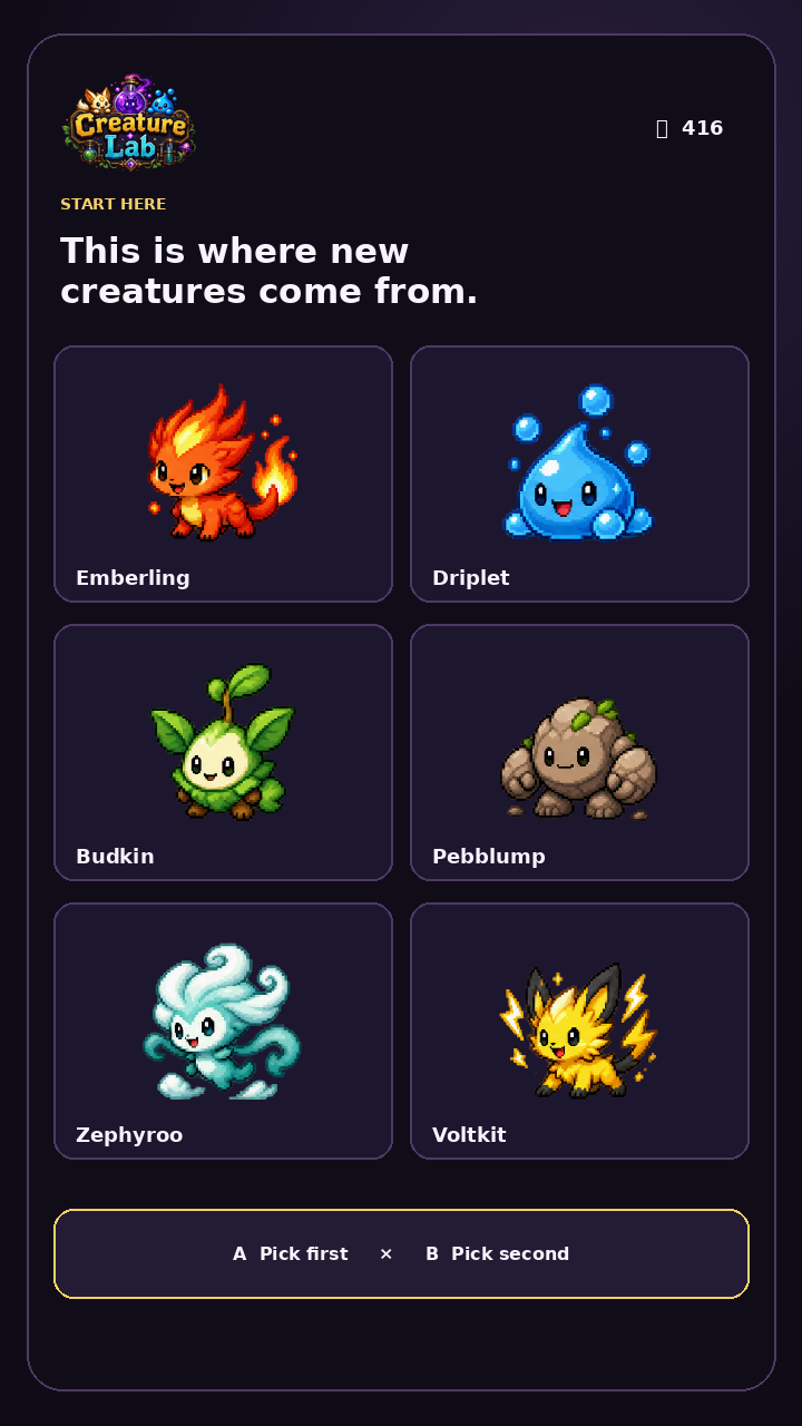Creature Lab on a phone