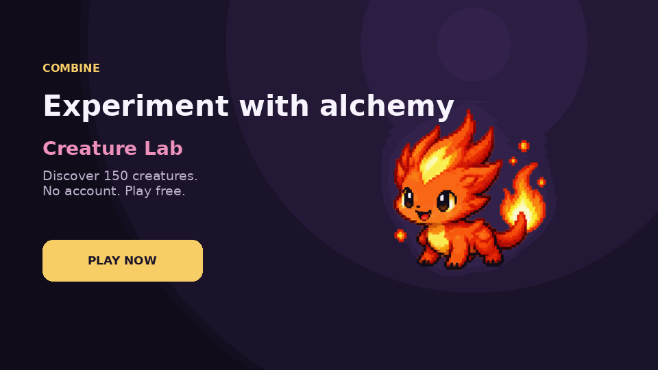 Creature Lab alchemy, battle, and collection gameplay